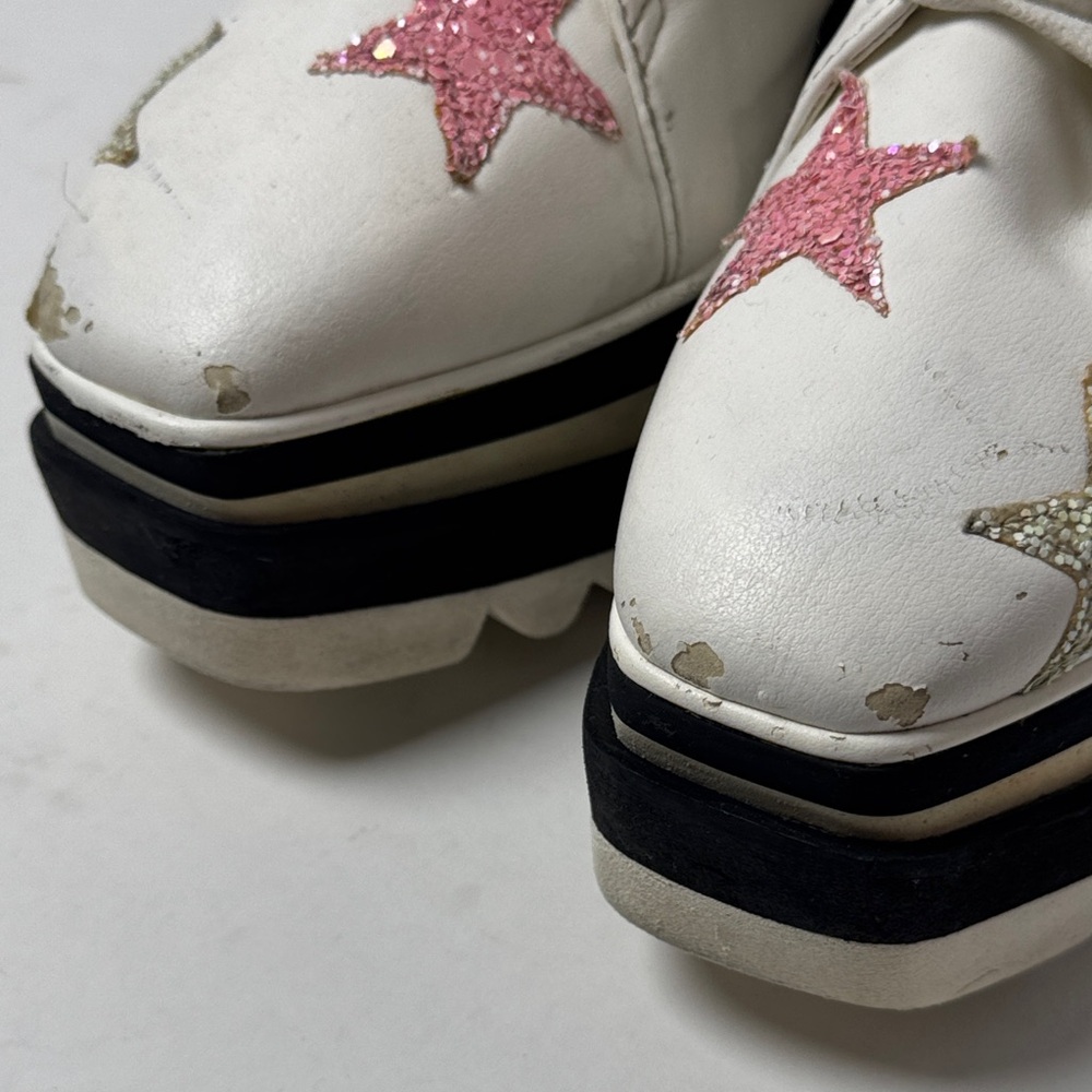 STELLA MCCARTNEY Women's Elyse Faux Leather Glitter Star Platform Sneaker‎ 37 - Picture 7 of 16